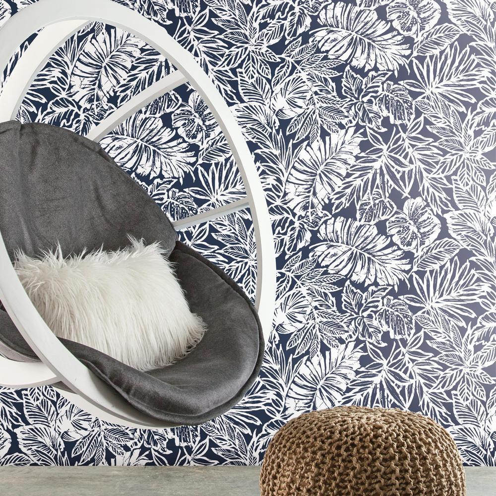 Batik Tropical Leaf Peel and Stick Wallpaper Peel and Stick Wallpaper RoomMates   