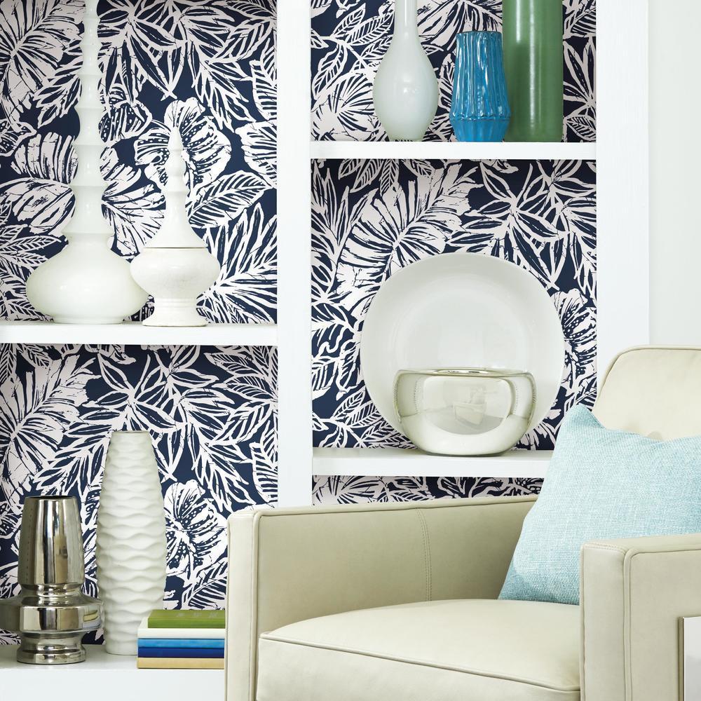 Batik Tropical Leaf Peel and Stick Wallpaper Peel and Stick Wallpaper RoomMates   