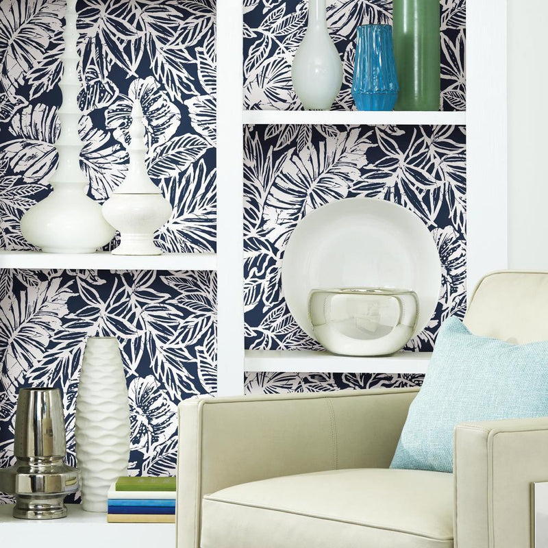 Batik Tropical Leaf Peel and Stick Wallpaper Peel and Stick Wallpaper RoomMates   