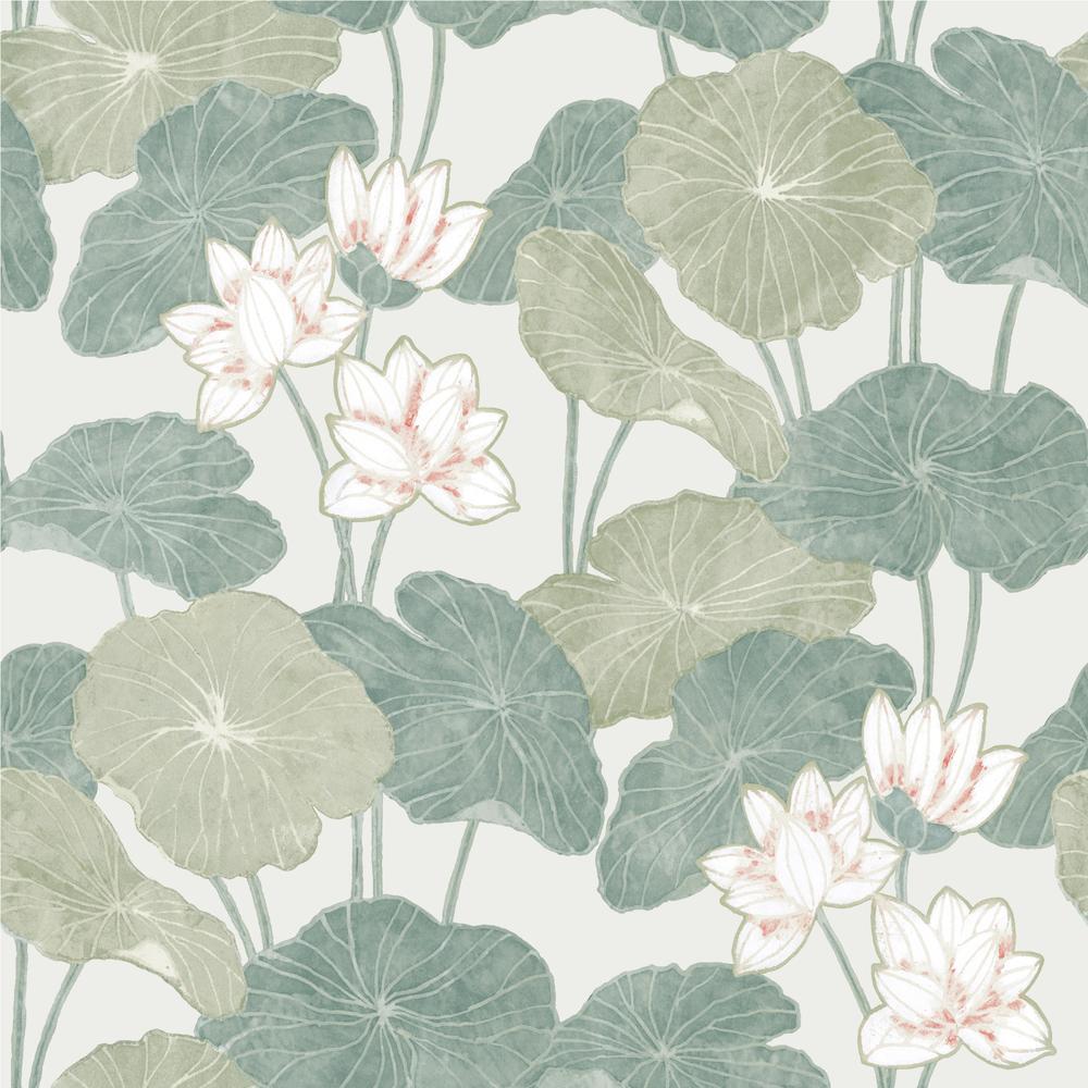 Lily Pad Peel and Stick Wallpaper Peel and Stick Wallpaper RoomMates Roll Beige 