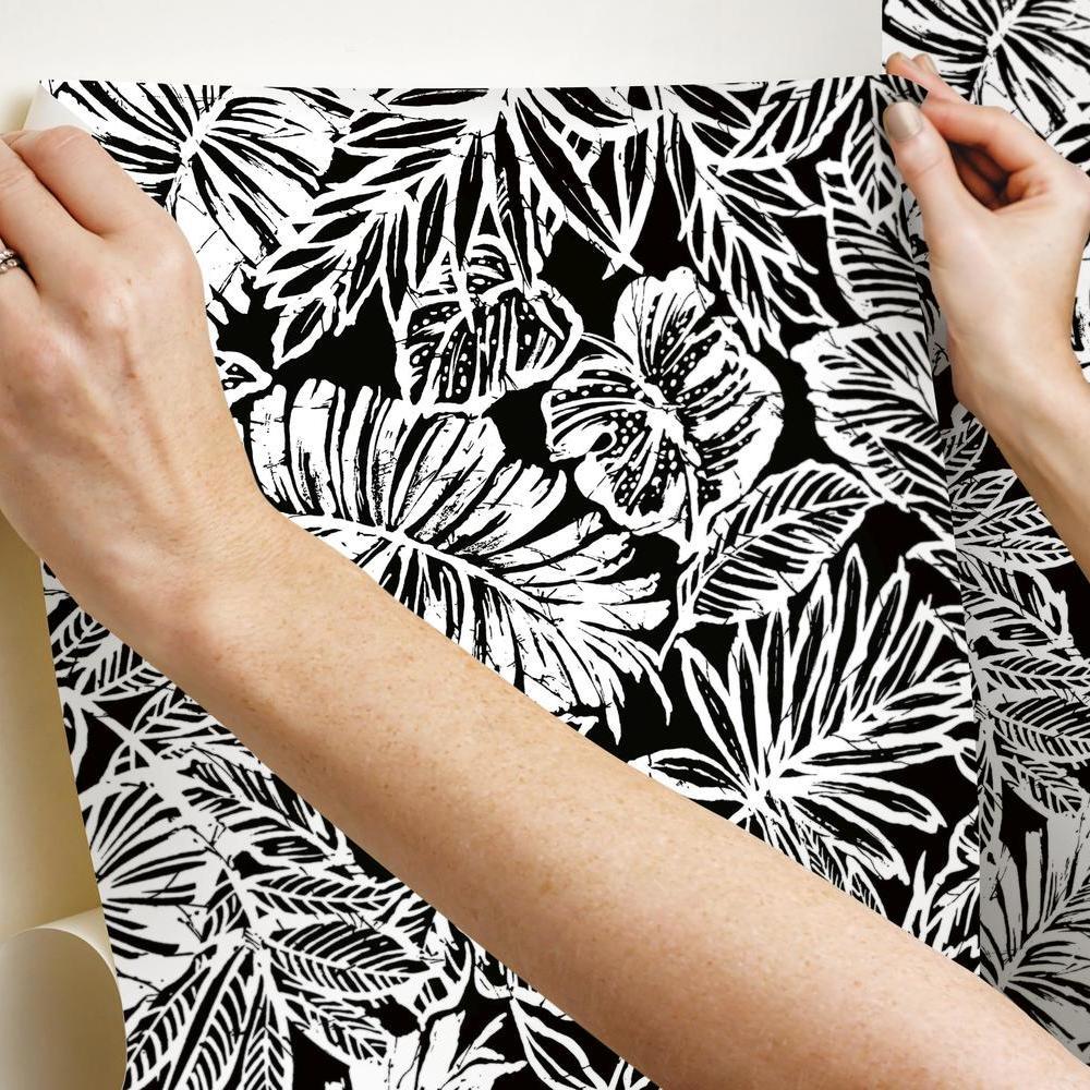 Batik Tropical Leaf Peel and Stick Wallpaper Peel and Stick Wallpaper RoomMates   