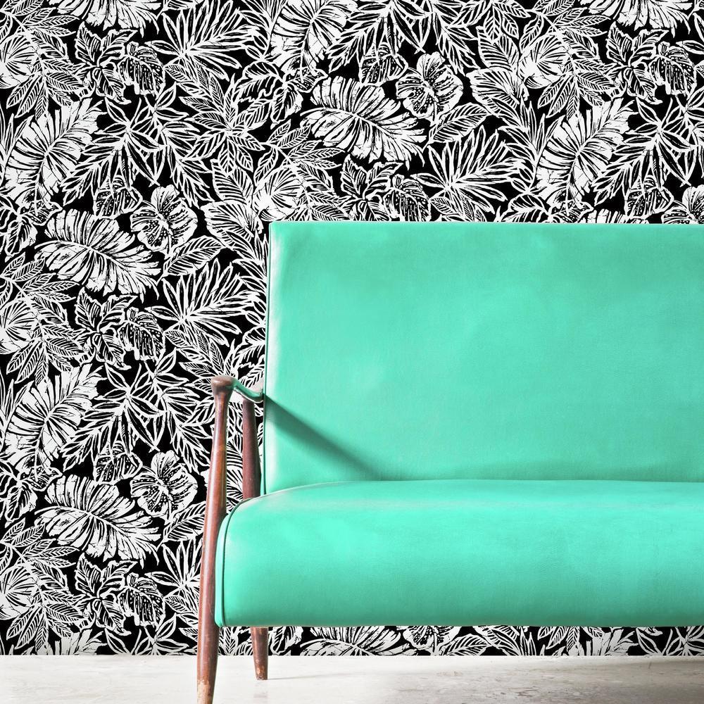 Batik Tropical Leaf Peel and Stick Wallpaper Peel and Stick Wallpaper RoomMates   