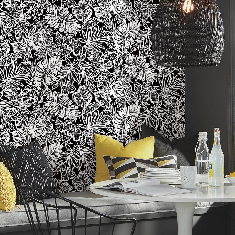 Batik Tropical Leaf Peel and Stick Wallpaper Peel and Stick Wallpaper RoomMates   