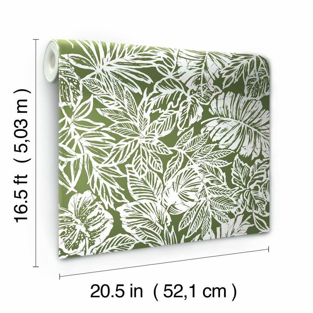 Batik Tropical Leaf Peel and Stick Wallpaper Peel and Stick Wallpaper RoomMates   