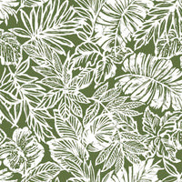 Batik Tropical Leaf Peel and Stick Wallpaper Peel and Stick Wallpaper RoomMates Roll Green 