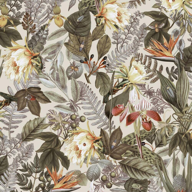 Tropical Flowers Peel and Stick Wallpaper Peel and Stick Wallpaper RoomMates Roll Beige 