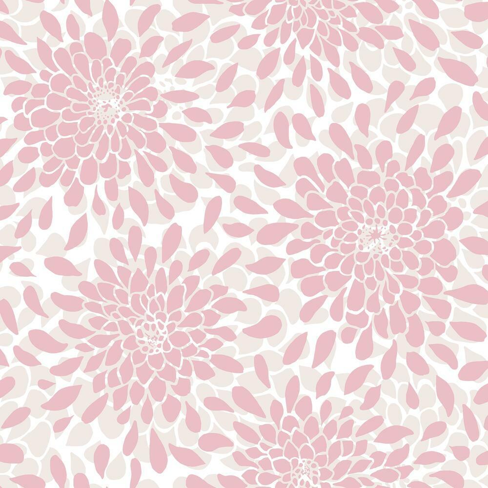 Toss the Bouquet Peel and Stick Wallpaper with Metallic Inks Peel and Stick Wallpaper RoomMates Roll Pink 