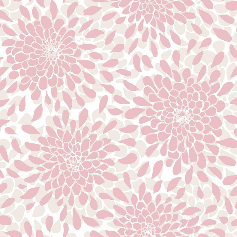 Toss the Bouquet Peel and Stick Wallpaper with Metallic Inks Peel and Stick Wallpaper RoomMates Roll Pink 