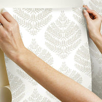 Hygge Fern Damask Peel and Stick Wallpaper Peel and Stick Wallpaper RoomMates   