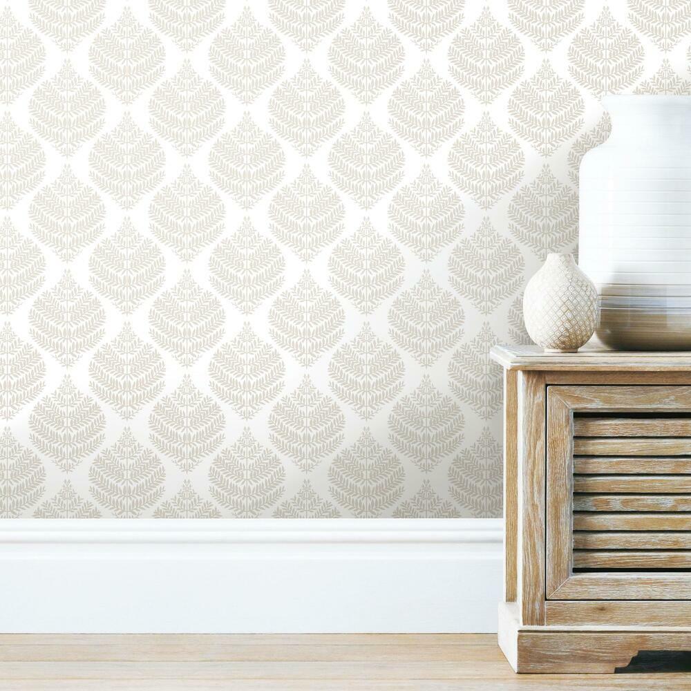 Hygge Fern Damask Peel and Stick Wallpaper Peel and Stick Wallpaper RoomMates   
