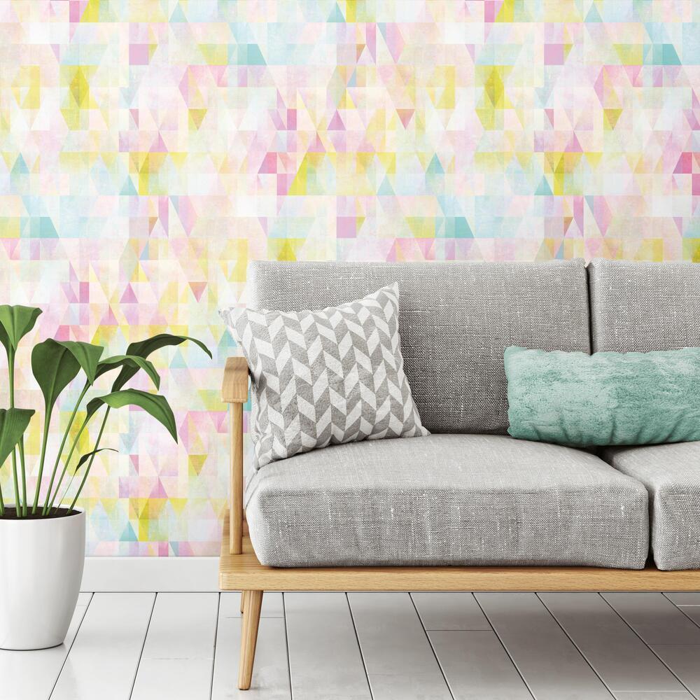 Prismatic Geo Peel and Stick Wallpaper Peel and Stick Wallpaper RoomMates   