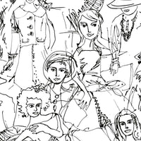 Vogue Sketches Peel and Stick Wallpaper Peel and Stick Wallpaper RoomMates Roll Black 