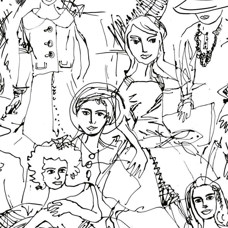Vogue Sketches Peel and Stick Wallpaper Peel and Stick Wallpaper RoomMates Roll Black 