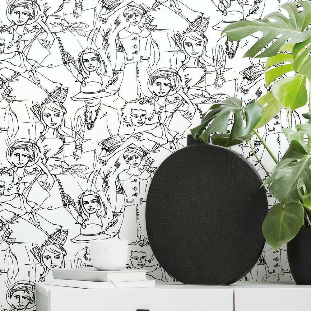 Vogue Sketches Peel and Stick Wallpaper Peel and Stick Wallpaper RoomMates   