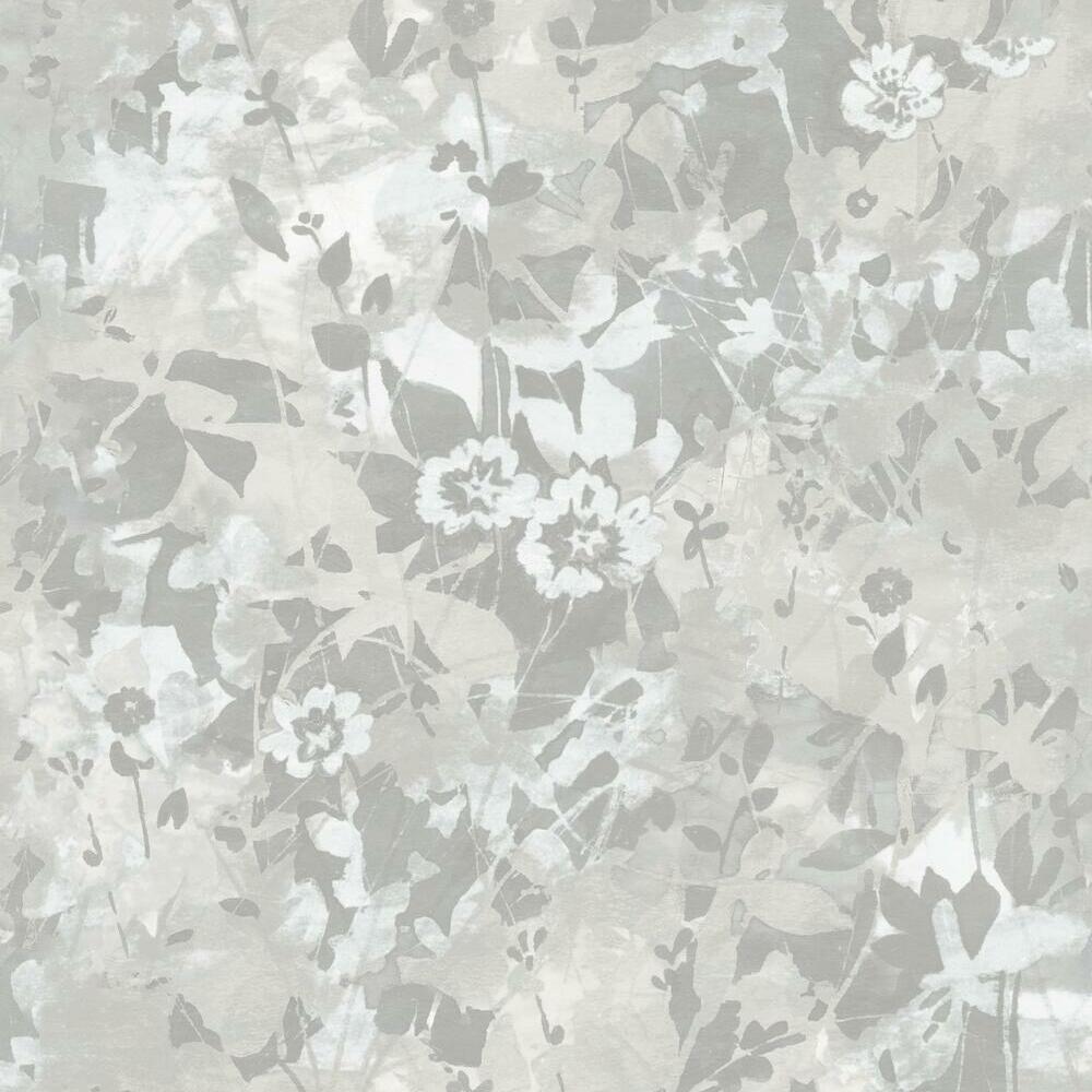 Wildflower Shadows Peel and Stick Wallpaper Peel and Stick Wallpaper RoomMates Roll Gray 