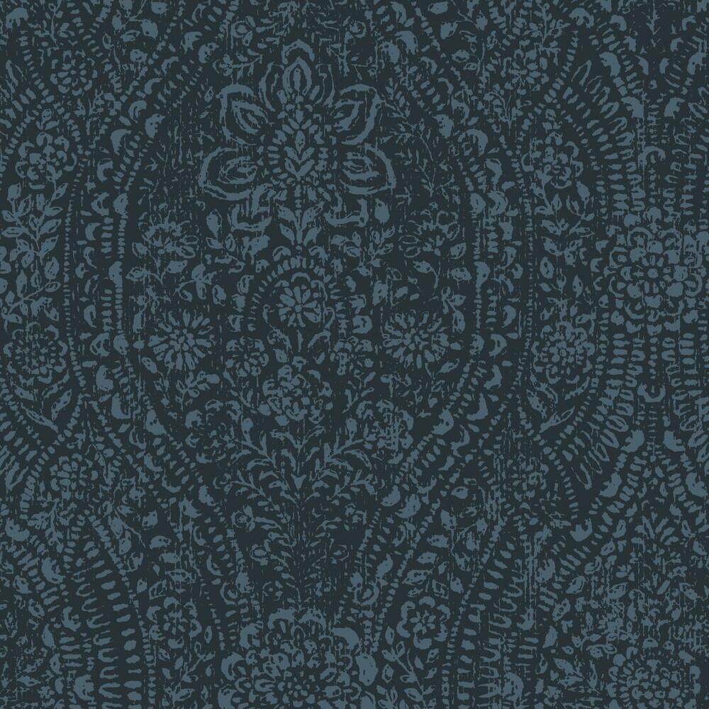 Ornate Ogee Peel and Stick Wallpaper Peel and Stick Wallpaper RoomMates Roll Blue 
