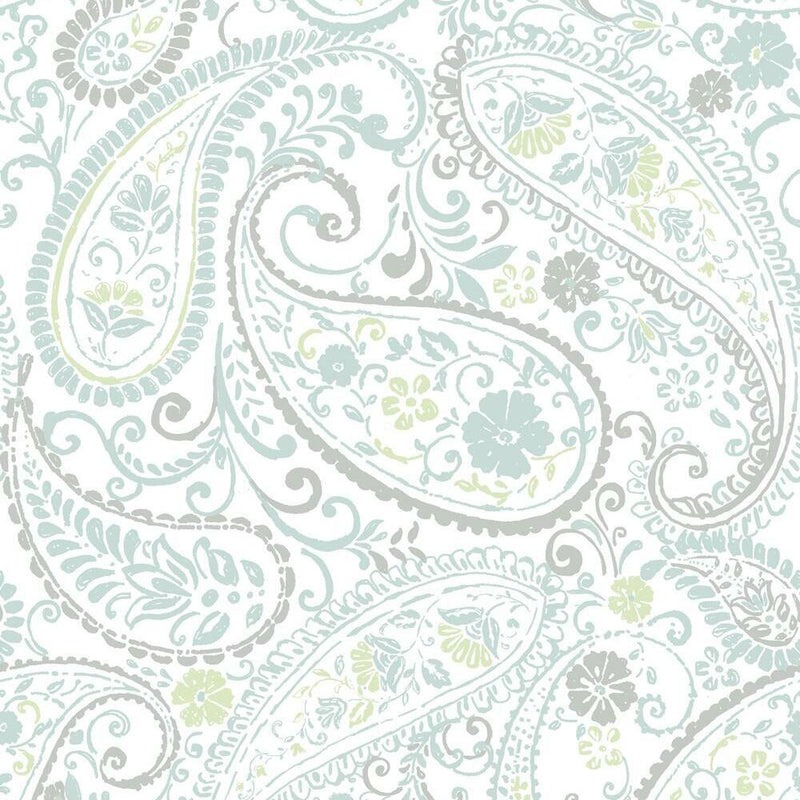 Paisley Prince Peel and Stick Wallpaper Peel and Stick Wallpaper RoomMates Roll Grey 