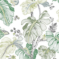 Boho Palm Peel and Stick Wallpaper Peel and Stick Wallpaper RoomMates Roll Green 