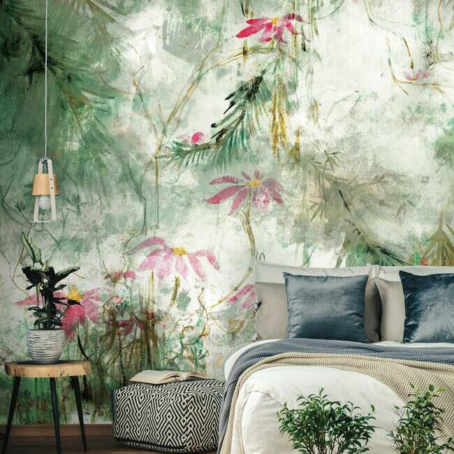 Jungle Lily Peel and Stick Mural Wall Mural RoomMates   