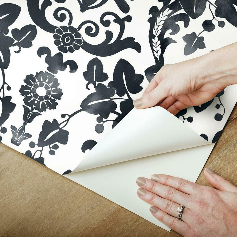 Vine Damask Peel and Stick Wallpaper Peel and Stick Wallpaper RoomMates   
