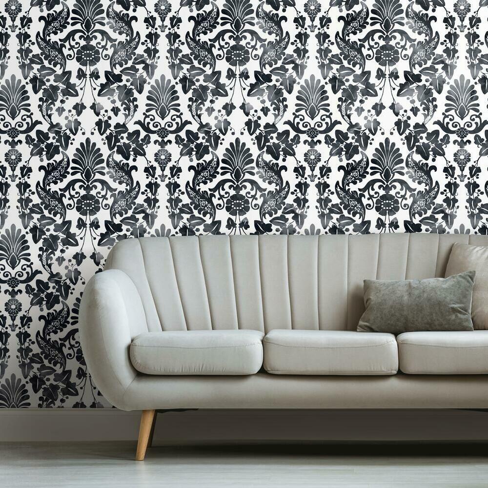 Vine Damask Peel and Stick Wallpaper Peel and Stick Wallpaper RoomMates   