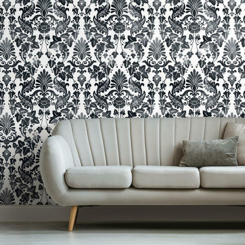 Vine Damask Peel and Stick Wallpaper Peel and Stick Wallpaper RoomMates   