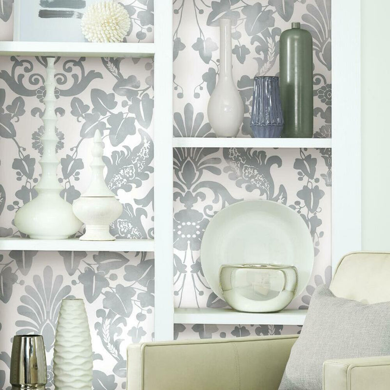 Vine Damask Peel and Stick Wallpaper Peel and Stick Wallpaper RoomMates   