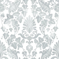 Vine Damask Peel and Stick Wallpaper Peel and Stick Wallpaper RoomMates Roll Grey 