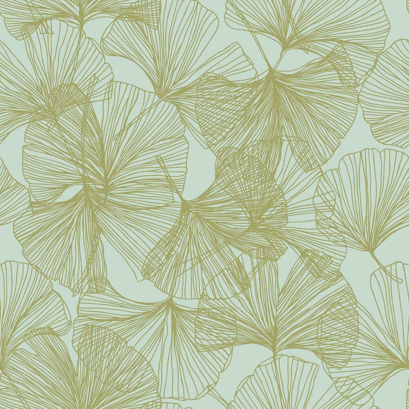 Ginkgo Leaves Peel and Stick Wallpaper Peel and Stick Wallpaper RoomMates Roll Gold 