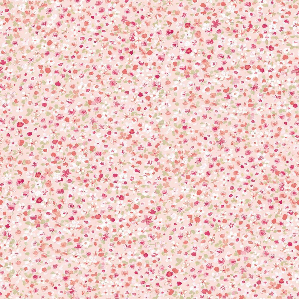 Petite Floral Peel and Stick Wallpaper Peel and Stick Wallpaper RoomMates Roll Pink 