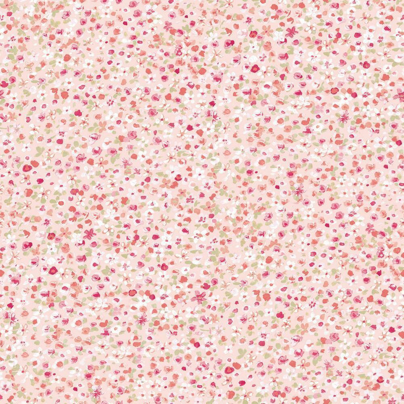 Petite Floral Peel and Stick Wallpaper Peel and Stick Wallpaper RoomMates Roll Pink 