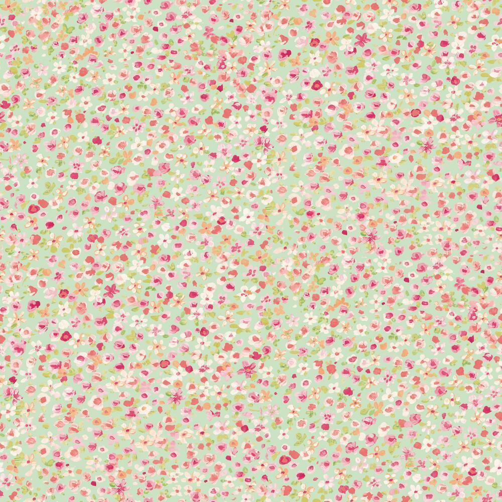 Petite Floral Peel and Stick Wallpaper Peel and Stick Wallpaper RoomMates Roll Green 