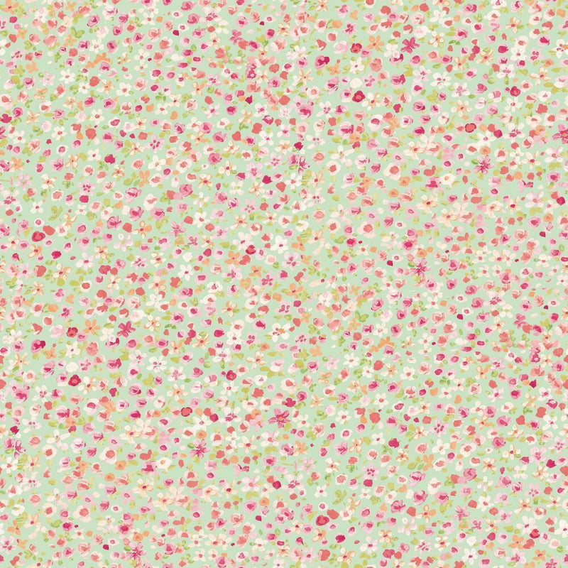 Petite Floral Peel and Stick Wallpaper Peel and Stick Wallpaper RoomMates Roll Green 
