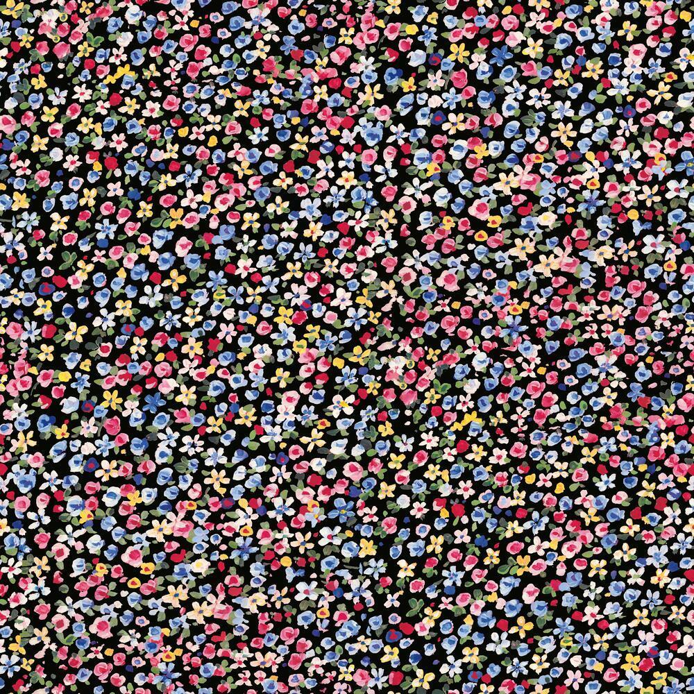Petite Floral Peel and Stick Wallpaper Peel and Stick Wallpaper RoomMates Roll Black 
