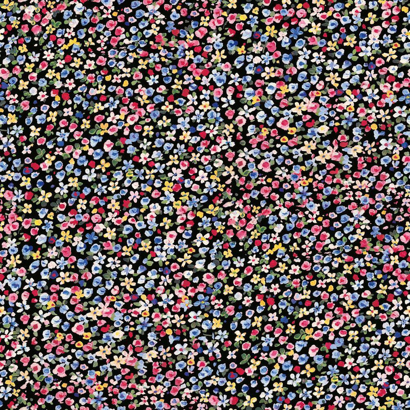 Petite Floral Peel and Stick Wallpaper Peel and Stick Wallpaper RoomMates Roll Black 