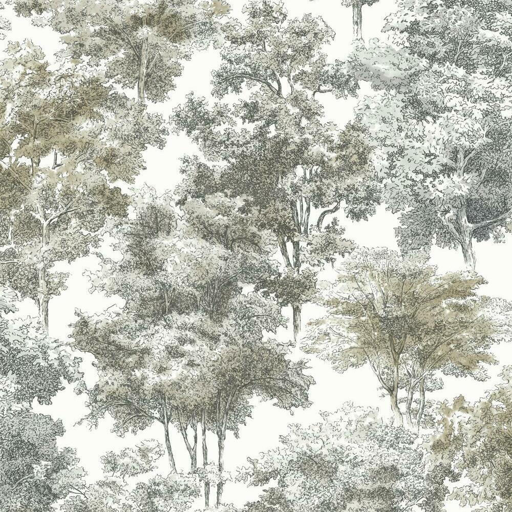 Old World Trees Peel and Stick Wallpaper Peel and Stick Wallpaper RoomMates Roll Grey 