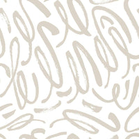 Curly Strokes Peel and Stick Wallpaper Peel and Stick Wallpaper RoomMates Roll Taupe 