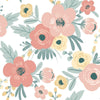Poppy Floral Peel and Stick Wallpaper Peel and Stick Wallpaper RoomMates Roll White 