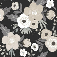 Poppy Floral Peel and Stick Wallpaper Peel and Stick Wallpaper RoomMates Roll Black 