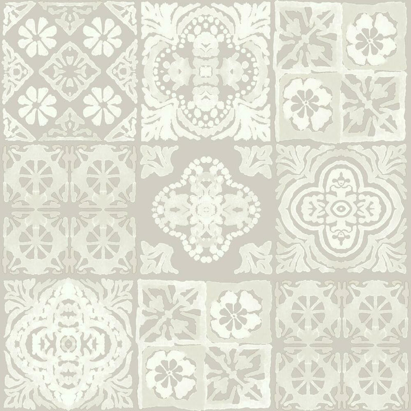 Marrakesh Tile Peel and Stick Wallpaper Peel and Stick Wallpaper RoomMates Sample Tan 