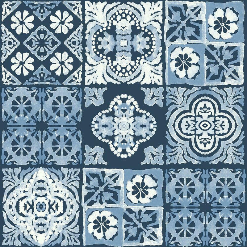 Marrakesh Tile Peel and Stick Wallpaper Peel and Stick Wallpaper RoomMates Sample Blue 