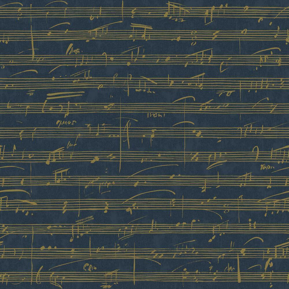 Melody Peel and Stick Wallpaper Peel and Stick Wallpaper RoomMates Roll Navy 