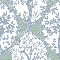 Tree and Vine Ogee Peel and Stick Wallpaper Peel and Stick Wallpaper RoomMates Sample Blue 