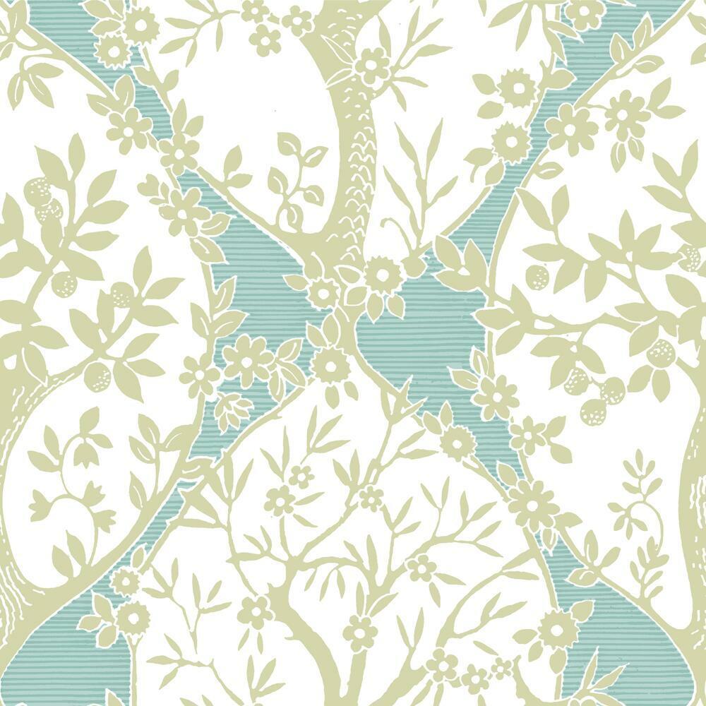 Tree and Vine Ogee Peel and Stick Wallpaper Peel and Stick Wallpaper RoomMates Sample Green 