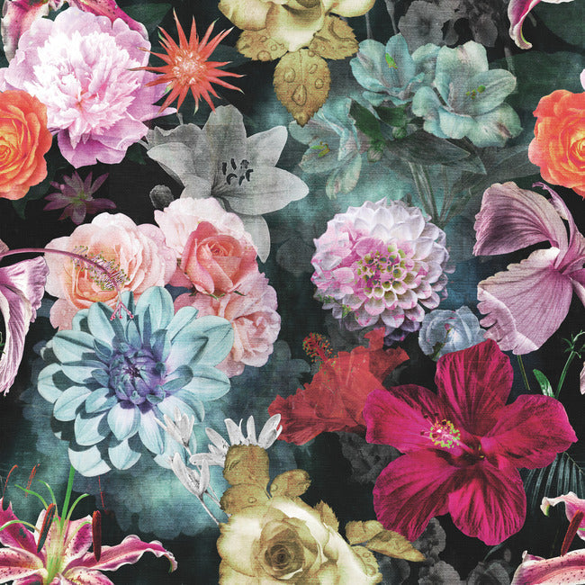 Vintage Floral Blooms Peel and Stick Wallpaper Peel and Stick Wallpaper RoomMates Roll Red 
