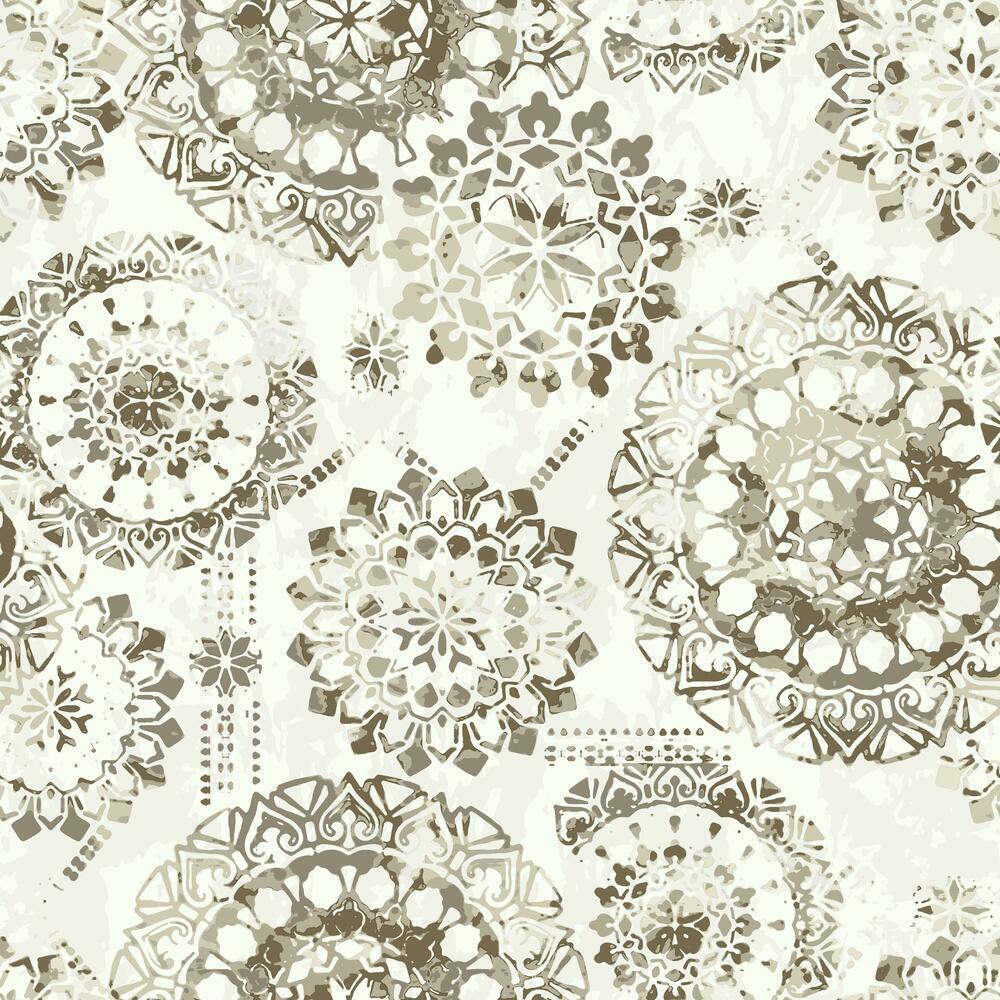 Bohemian Peel and Stick Wallpaper Peel and Stick Wallpaper RoomMates Roll Grey 