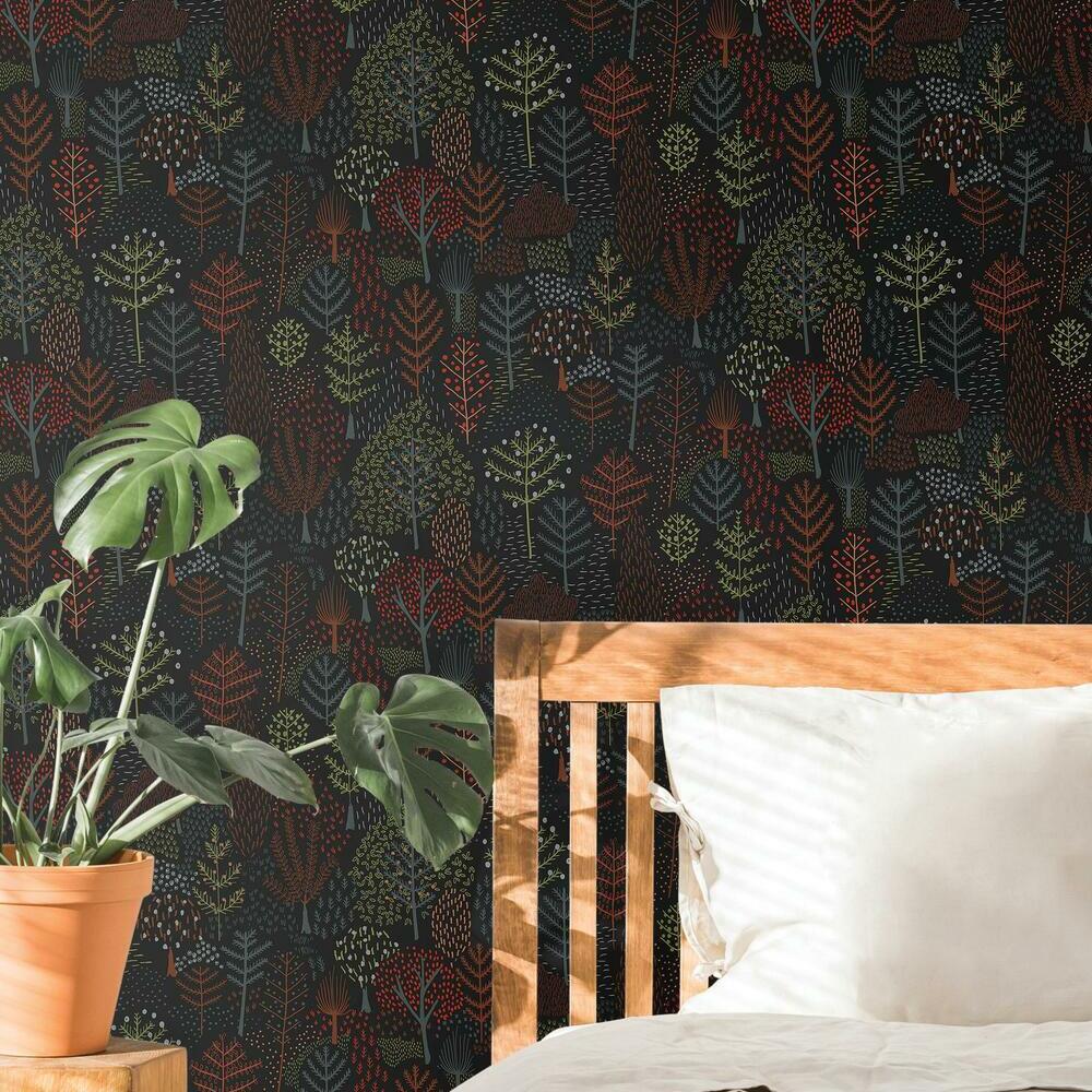 Folklore Trees Peel and Stick Wallpaper Peel and Stick Wallpaper RoomMates   
