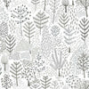 Folklore Trees Peel and Stick Wallpaper Peel and Stick Wallpaper RoomMates Roll Grey 