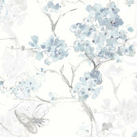 Spring Cherry Blossoms Peel and Stick Wallpaper Peel and Stick Wallpaper RoomMates Roll Blue 