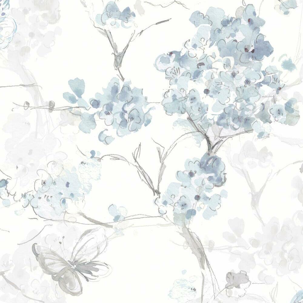Spring Cherry Blossoms Peel and Stick Wallpaper Peel and Stick Wallpaper RoomMates Roll Blue 